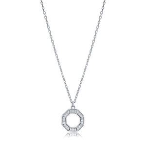 สร้อยคอจี้เงินสเตอร์ลิงเรขาคณิตแปดเหลี่ยมขายส่งเครื่องประดับเงินสเตอริง925ตุรกี - Product Image 5