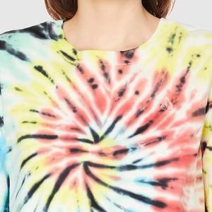 เสื้อยืดครอปมัดย้อมสำหรับผู้หญิงมาใหม่เสื้อยืดผ้าฝ้ายมัดย้อมคอกลมแขนสั้นสำหรับฤดูร้อนสินค้ามา2025 - Product Image 5