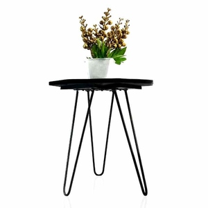 Mesa de centro moderna de resina epoxi negra con losa y base de acero Pulido brillante hecho a mano de calidad superior - Product Image 5