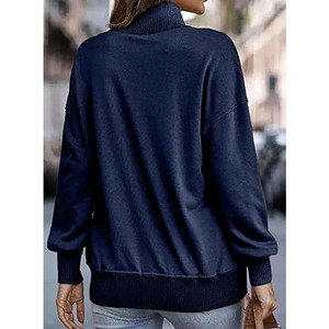 2025 femmes col montant à manches longues sweat léger bouton cordon pull personnalisé imprimé Anti-rétrécissement hauts à capuche - Product Image 4