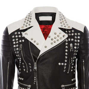 Veste en cuir de vache véritable cloutée pour homme, fermeture éclair, réversible, coupe ample, tailles XS à XL, service OEM disponible - Product Image 2