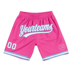 Industrie Direct Engro Sportswear Basketball <b>Shorts</b> Custom <b>Pink</b> White-Light Blue Authentic Throwback Basketball <b>Shorts</b> - Product Image 1