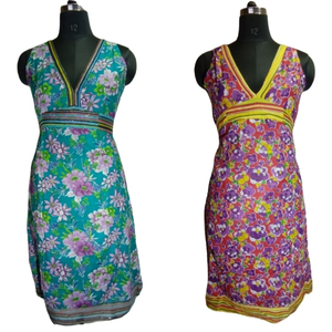 Vestido de verano largo de algodón con estampado Floral, manga corta - Product Image 1