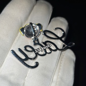 Collier avec pendentif en diamant de laboratoire VVS en or massif 10 carats jaune/blanc/rose, unisexe, avec inscription personnalisée, lettre cursive glacée, pendentif hip-hop en diamant, cadeau - Product Image 6