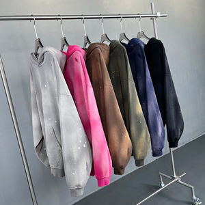 Sweat-shirt à capuche en coton mélangé, lavage à l'acide, vintage, personnalisé, lavage à l'acide, basiques lavés - Product Image 4