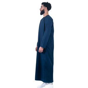 Thobe émirati haut de gamme bleu luxe Kandura traditionnel arabe porter élégant hommes Jubba doux et respirant tenue islamique moderne - Product Image 3