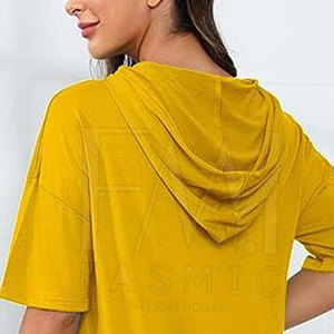 ชุดเสื้อมีฮู้ดแขนสั้นลำลองสำหรับผู้หญิงชุดเสื้อผ้า100% ผ้าฝ้ายสองชิ้นขนาดใหญ่พิเศษสำหรับฤดูร้อน - Product Image 5