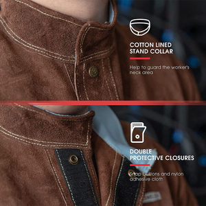 Vêtements de protection pour la soudure, veste résistante aux flammes pour les travailleurs du métal, veste de soudeur en cuir professionnelle avec protection thermique - Product Image 5
