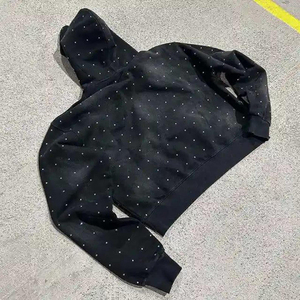 Sudadera con Capucha Extra Grande de 580 Gramos del Fabricante de Ropa, Estilo Urbano, Corte Cuadrado, Manga Bordada Desgastada, 100% Algodón - Product Image 3