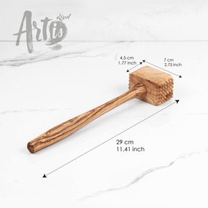 Marteau à viande en bois d'olivier fait main ArrtisRaw Attendrisseur efficace pour la préparation de la viande et la cuisson - Product Image 5