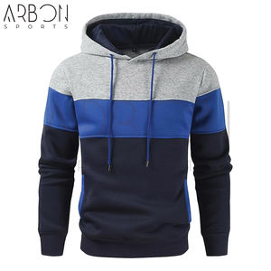 Couleur contrastée personnalisée bon produit de vente nouveauté qualité supérieure hommes vêtements décontractés solide pull à capuche pour hommes - Product Image 1