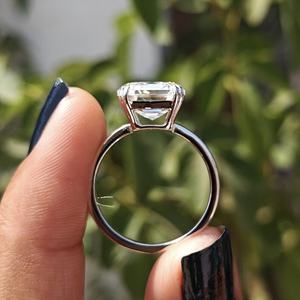 Bague de fiançailles en diamant taille coussin 3,00 CT, or massif 10K, bague solitaire avec sertissage à griffes, taille coussin 9x9mm, bague de mariage - Product Image 6