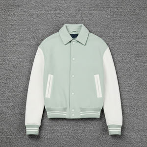 Nouvelle arrivée 2025 100% coton polaire varsity veste pour hommes personnalisé DTF imprimé logo poids lourd couleur bloc homme varsity veste - Product Image 2