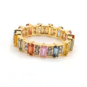 แหวนวงแหวนเรนโบว์แซฟไฟร์ 925 เงินสเตอร์ลิง เครื่องประดับหรูหรา พรีเมียม พลอยหลากสี ดีไซน์วงกลม สง่างาม เหมาะสำหรับใส่ทุกวัน - Product Image 2