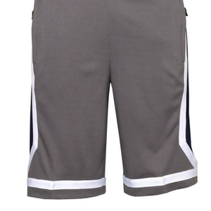 Men's Gray Basketball Shorts With White And Navy Stripes Elastic Waist Moisture Wicking Regular Fit All Seasons Sports Wear - Product Image 3
