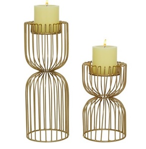 Ensemble de 2 bougeoirs en métal pour bougies chauffe-plat, design admirable, forme ronde, pour mariage et fête - Product Image 2