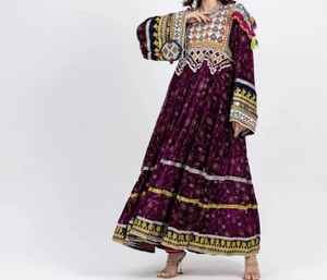 <b>Purple</b> Color <b>Women</b> Modern Style Afghan Vintage Style Long Sleeves Maxi Afghan Tribal <b>Dresses</b> 2025 - Product Image 1