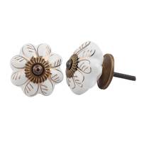 Kenop Keramik Unik Berkualitas Premium Grosir, Gagang Pintu Lemari Gaya Shabby Chic Putih, Gagang Pintu Lemari Model Daun Labu, Gagang Lemari Modern Abad Pertengahan