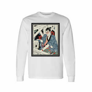 Camiseta de Manga Larga con Diseño de Guerrero Samurái Japonés, Armadura, Espada y Máscara, Producto Promocional - Product Image 2