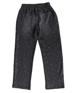 Pantalon de survêtement en coton et polyester French Terry, nouveau design, ample, jambe large, décontracté, personnalisé avec des strass, léger - Product Image 1