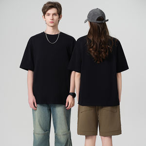 Camisetas Holgadas Estilo Hip Hop 100% Algodón Manga Corta para Hombre Camiseta Negra Extra Grande Corte Cuadrado Camisetas Lisas para Unisex - Product Image 6