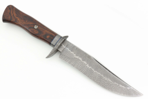 มีดโบวี่ระดับไฮเอนด์ทำมือพร้อมลาย San Mai Damascus พื้นผิวขนนกใบมีดสแตนเลสด้ามไม้สำหรับเก็บล่าสัตว์ - Product Image 2