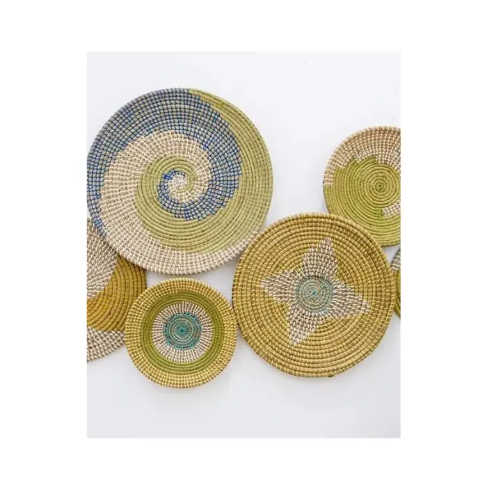 Hanging Color Wall Seagrass Plate Art Home Set House Moon Wood Cane tessuto fornitore dal Viet Nam