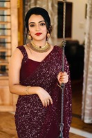Sari Sutra Wanita Desainer dengan Blus, Bordir Etnik Cantik dan 8 Urutan Warna, Harga Terbaik, Sari Mewah
