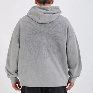 Sudadera con Capucha Extra Grande para Hombre, 100% Algodón, con Bolsillo, Lavado Ácido, Bordada, de Alta Calidad, Oferta al por Mayor para Invierno 2024, Personalizable OEM - Product Image 1