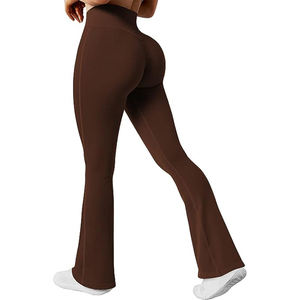 กางเกงโยคะทรงบานเอวสูงผ้าริบสำหรับผู้หญิง |   กางเกงออกกำลังกายมีกระเป๋าข้าง รับผลิตแบบ OEM - Product Image 2