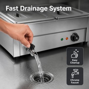 Commercial Electric Bain Marie Food <b>Warmer</b> 220V for Hotel Catering <b>Buffet</b> Soup Station Kitchen - Product Image 4