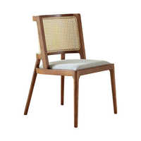 La mejor opción, silla de comedor de madera maciza Retro moderna, bolsa suave, silla de ratán informal para Hotel, restaurante, estilo de diseño Simple Nórdico