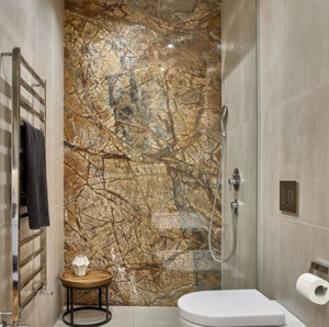 Dalles de marbre brun clair de forêt tropicale moderne de différentes couleurs, surface polie et imperméable pour la décoration des murs et des sols de l'hôtel - Product Image 3