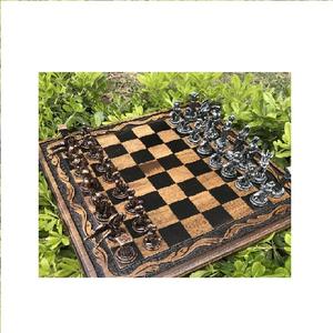 Jeu d'échecs carré en bois de luxe de haute qualité pièces en métal Design classique moderne fait à la main 12 "planche gravée-maison de vente chaude - Product Image 1
