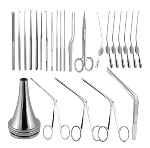 Lot de 20 instruments de chirurgie ORL réutilisables en acier inoxydable pour myringotomie, avec plateau de stérilisation, pour le traitement des infections de l'oreille moyenne - Product Image 2