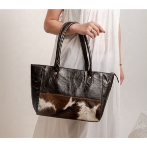 <b>Large</b> Brown Cowhide Tote Handbag Genuine Leather Portable Shopping <b>Purse</b> for Women for Summer and Winter - Product Image 5
