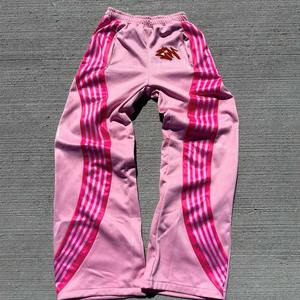 Custom Embroidery Desgin Wide Leg Stacked Pants Polyester Joggers Flare Baggy Nylon Cargo Track Pant Stripes Styles - Product Image 5