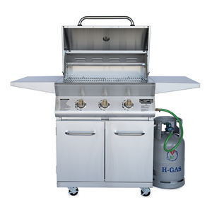 CSPS 3-Burner Inox 304 Stainless Steel Outdoor Gas BBQ Grill <b>Trolley</b> Electronic Ignition Flame Safety Device Commercial Use - Product Image 5