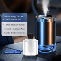 Diffuseur d'arômes de voiture intelligent en métal avec humidificateur et projection d'étoiles, diffuseur de luxe pour porte-gobelet, lumière d'ambiance, démarrage et arrêt automatiques