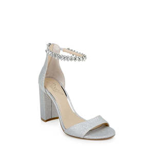 Sandali da sera neri Badgley Mischka da donna, modello Jewel Louise, taglia 8, con cinturino alla caviglia e allacciatura, scarpe da sposa con punta a punta e tomaia in pizzo - Product Image 1