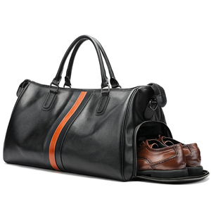 Grand sac de voyage en cuir véritable unisexe à sangle réglable étanche au bureau voyage d'affaires week-end - Product Image 1