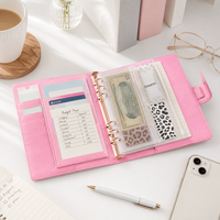Organiseur compact personnalisé A6 en cuir PU avec fermeture à pression, classeur à 6 anneaux rechargeable, emplacements pour cartes, carnet de notes