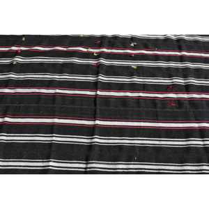 Tapis vintage 4,9x7,3 pieds, tapis turc, tapis en laine à carreaux noir et blanc - Product Image 5