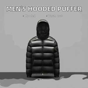 Winter Custom Logo Stylish Big Long <b>Puffer</b> Mens <b>Jacket</b> With Hood - Product Image 5
