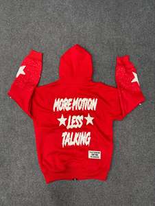 Streetwear Graphic French Terry Washed <b>pink</b> Patch Embroidery Zip <b>Hoodie</b> Cropped Patchwork Distressed Embroidered Zip up <b>Hoodie</b> - Product Image 2