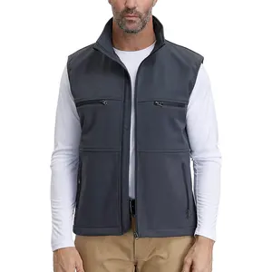 Mannen Winddichte Soft Fleece Gevoerde Vest Mouwloze Jas Full Zip Up Bovenkleding Vest Met Zakken