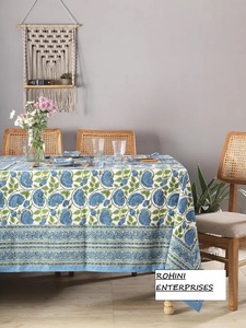 Lotus Blue 100% algodón hecho a mano bloque impreso estilo indio mantel tamaño personalizado diseño Floral hogar Hotel fiesta decoración al aire libre - Product Image 6