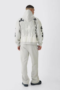 Dernier design de pantalon de survêtement à capuche évasé imprimé, lourd, délavé, logo personnalisé, 100% coton, streetwear, vêtements décontractés - Product Image 2