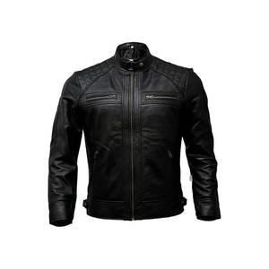 Veste en cuir pour homme, veste en cuir à fermeture éclair tendance pour homme - Product Image 1