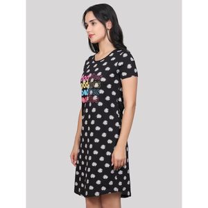 Chemise de nuit courte décontractée Evolve pour femme, 100 % coton imprimé, longueur genou, en tissu tricoté doux pour l'été - Product Image 5